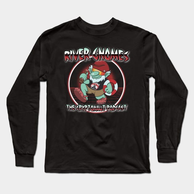 River Gnomes ( 80's Synthwave ) Art by Axy Alvarado Long Sleeve T-Shirt by The Cryptonaut Podcast 